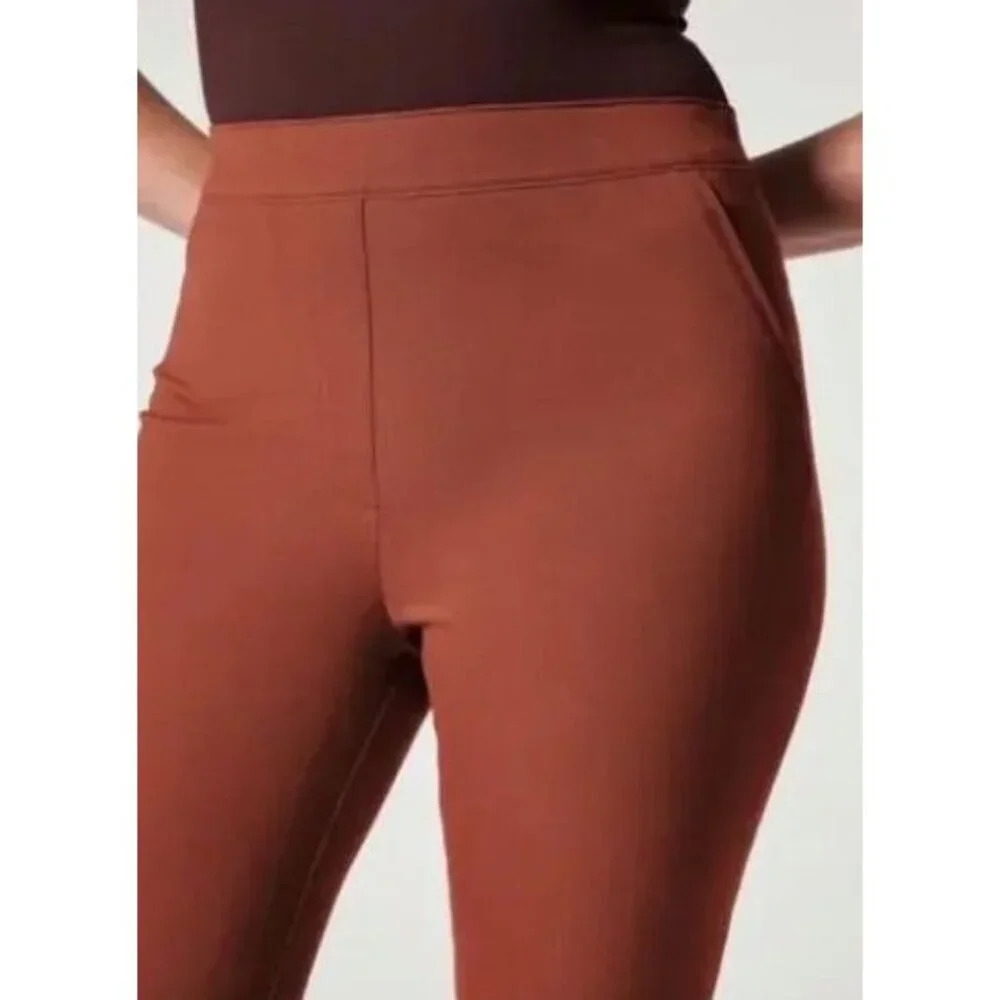 NWT SPANX Womens On The Go Ankle Slim Straight Pants Bronze Glow-sz Medium - Picture 3 of 10